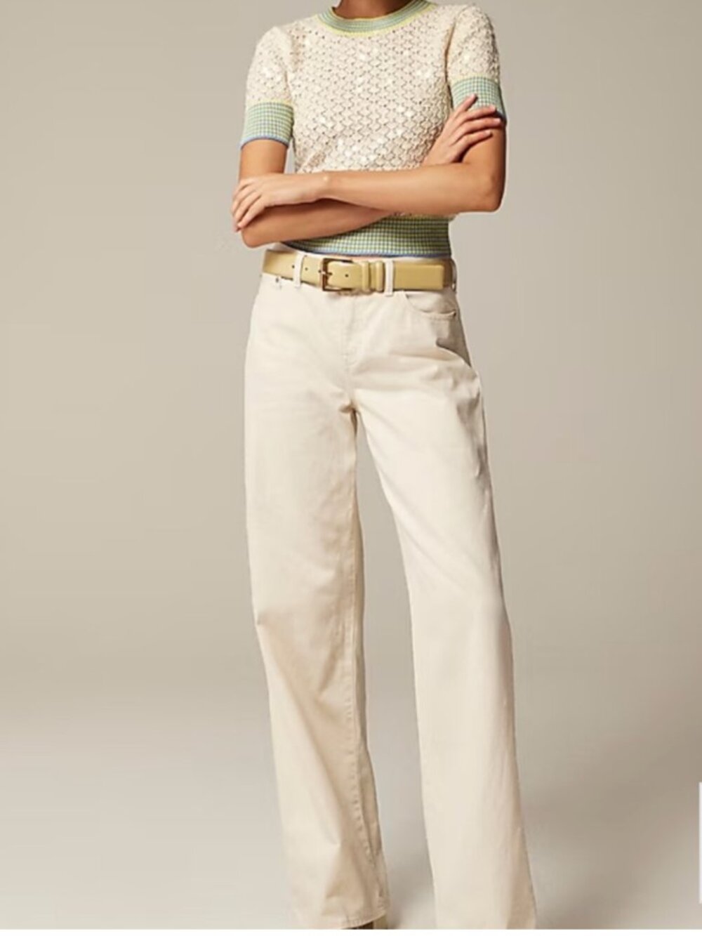 J. CREW Women's NEW 1984 Low Rise‎ Wide Leg Jeans in Ecru Wash #CD128 | Size 33